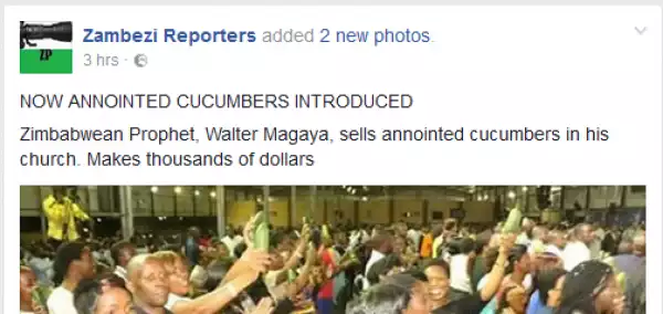 Zimbabwean Pastor Sells ‘Anointed’ Cucumbers To Members In Church (Photos)